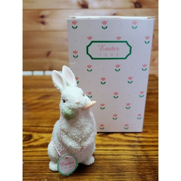Department 56 Snowbabies Easter Bunny Rabbit Pink Ears Nose Vintage 1996 - Picture 10 of 12